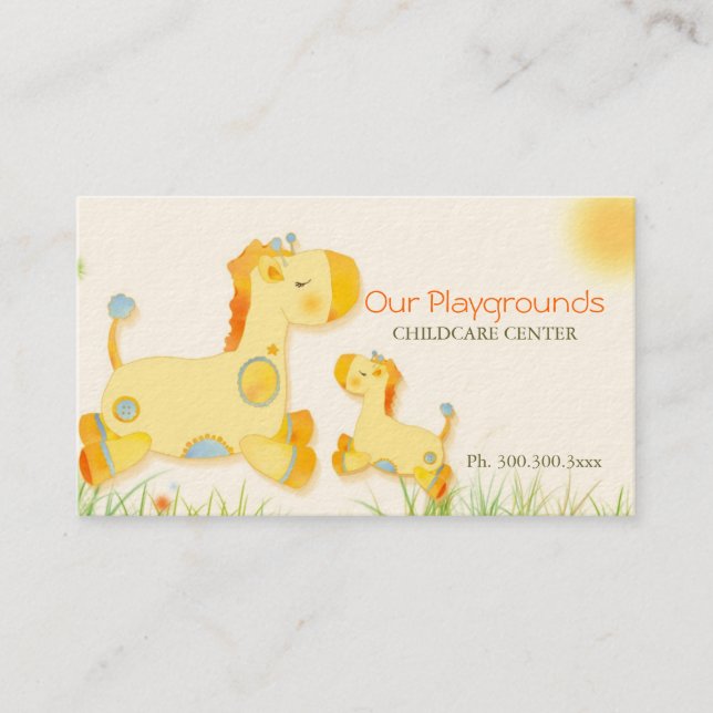 Cute Baby Giraffes Childcare Daycare Centre Business Card (Front)