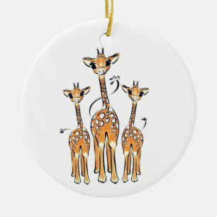 Cute Baby Giraffes, safari animals Ceramic Ornament