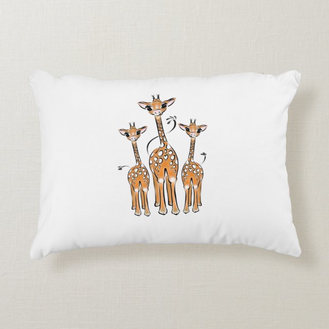 Cute Baby Giraffes, safari animals Decorative Cushion (Front)