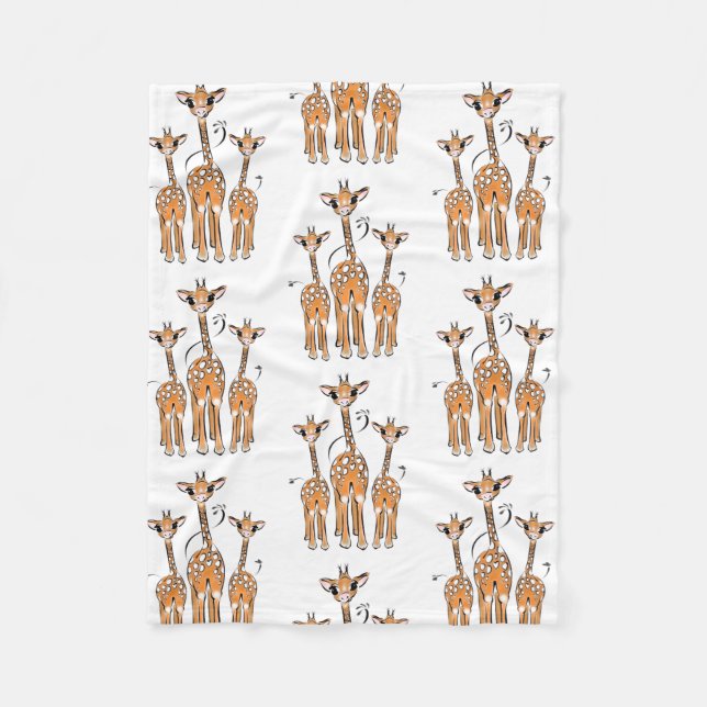 Cute Baby Giraffes, safari animals Fleece Blanket (Front)