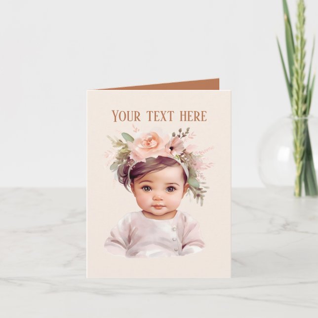 Cute baby girl add message  card (Front)