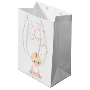 Cute Baby Girl and her Mobile Baby Shower Medium Gift Bag