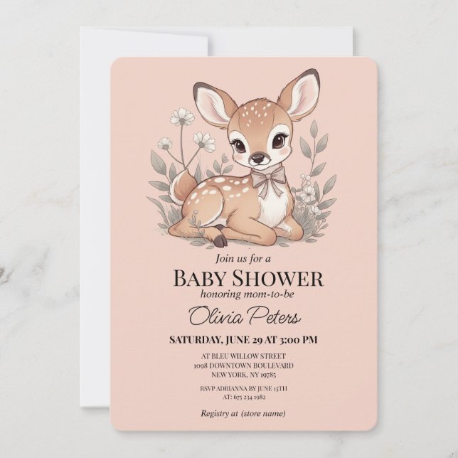 Cute Baby Girl Baby Shower Invitation (Front)