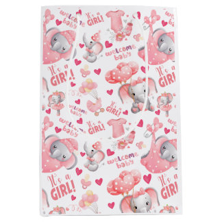 Cute Baby Girl Baby Shower & Newborn Girl Present  Medium Gift Bag