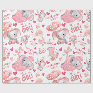Cute Baby Girl Baby Shower & Newborn Girl Present  Wrapping Paper