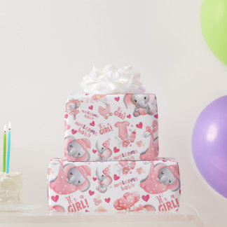 Cute Baby Girl Baby Shower & Newborn Girl Present  Wrapping Paper