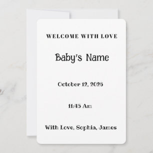 Cute Baby Girl Birth Announcement Photo Card with