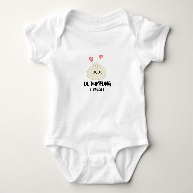Cute Baby Girl Bodysuit, Lil Dumpling Baby Bodysuit (Front)