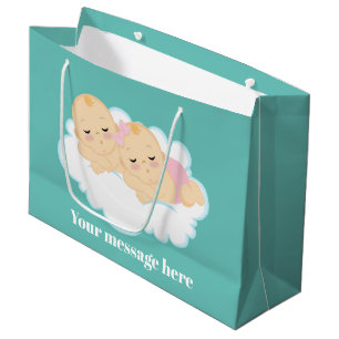 Cute baby girl boy add message large gift bag