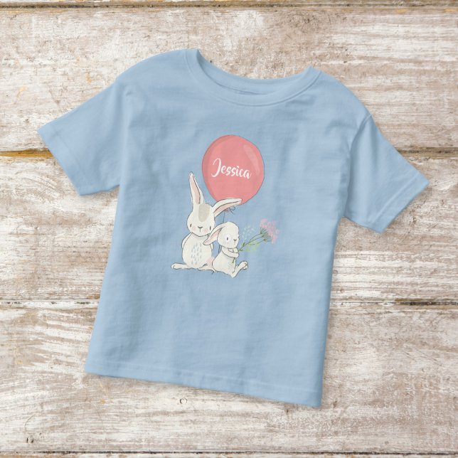 Cute baby girl bunny with name toddler T-Shirt (Creator Uploaded)