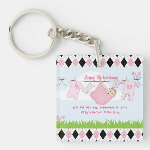 Cute Baby Girl Clothes Line Key Ring