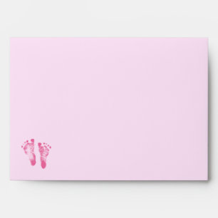 Cute Baby Girl Footprints Baby Shower Pink Ribbon Envelopes