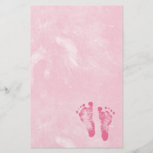 Cute Baby Girl Footprints Stationery