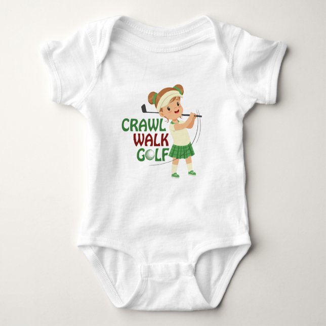cute baby girl golfing word art  baby bodysuit (Front)