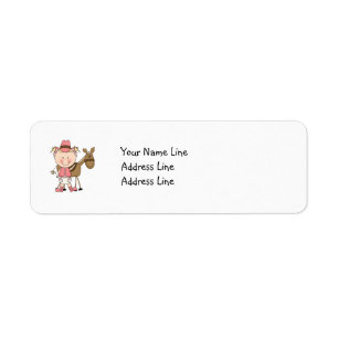 Cute Baby Girl & Horse Pony Custom Western Return Address Label