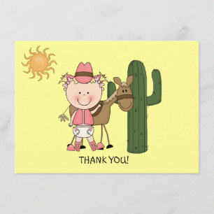 Cute Baby Girl Horse Pony Western Thank You Card