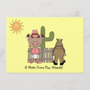 Cute Baby Girl Horse Pony Western Thank You Invitation