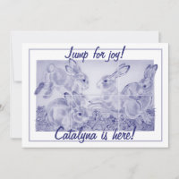 Cute Baby Girl or Boy Bunny Art Personalised Birth