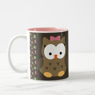 Cute Baby Girl Owl with Pink Bow Custom Coffee Mug