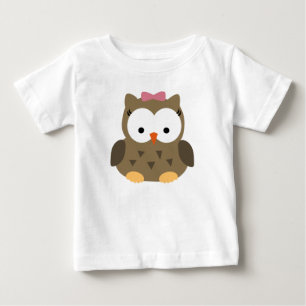 Cute Baby Girl Owl with Pink Bow T-Shirt