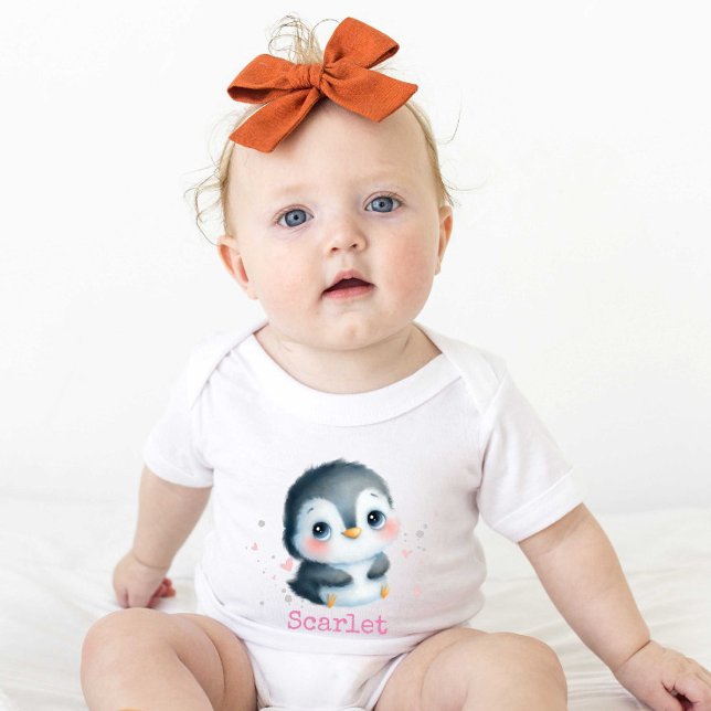Cute Baby Girl Penguin Christmas birthday Baby Bodysuit (Creator Uploaded)