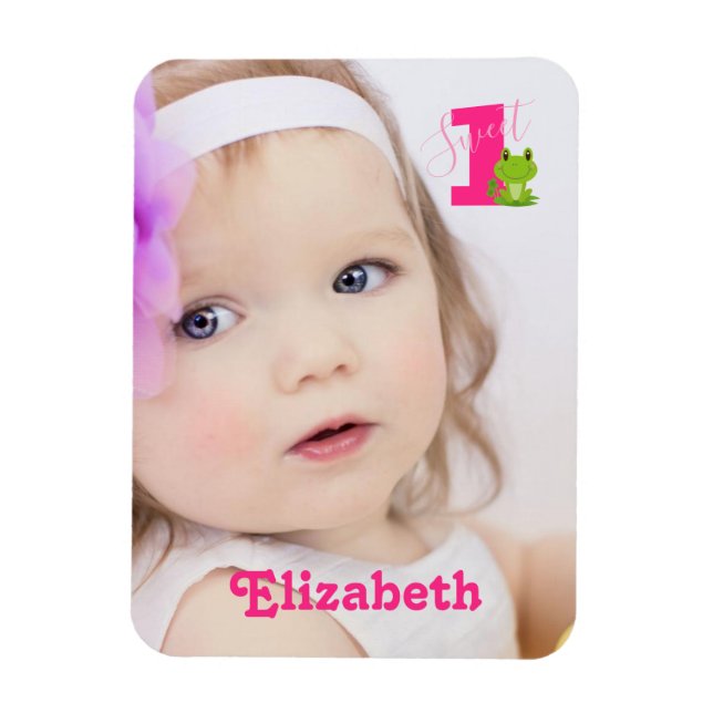 Cute Baby Girl Photo One Year Magnet (Vertical)