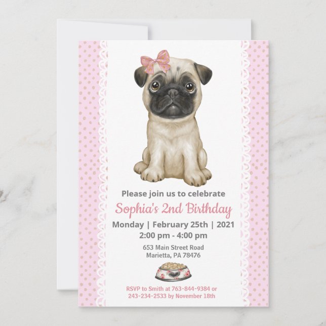 Cute Baby Girl Pink Invitation (Front)