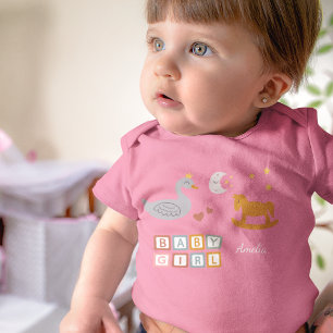 Cute Baby Girl Pink Toys with Name Bodysuit