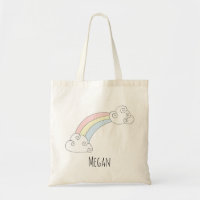 Cute Baby Girl Rainbow Doodle with Name Diaper