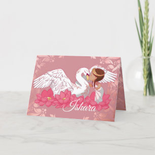 Cute Baby Girl Saraswati with her White Swan Announcement