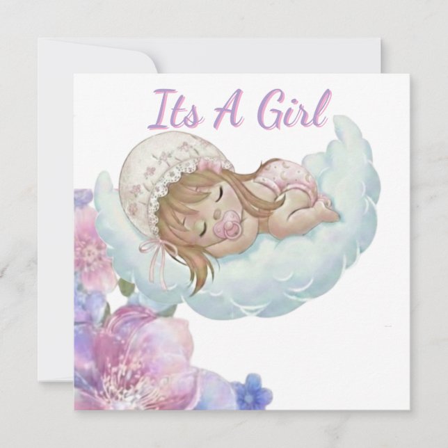 Cute Baby girl Shower Thank You Card (Front)