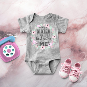 Cute Baby Girl Sister Boho Typography Baby Bodysuit