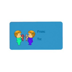 Cute baby Girl twins Label