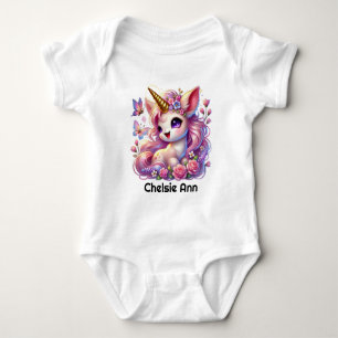 Cute baby girl unicorn fantasy Baby Bodysuit