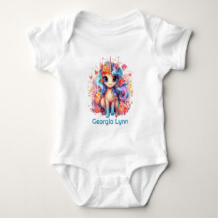 Cute baby girl unicorn fantasy bodysuit
