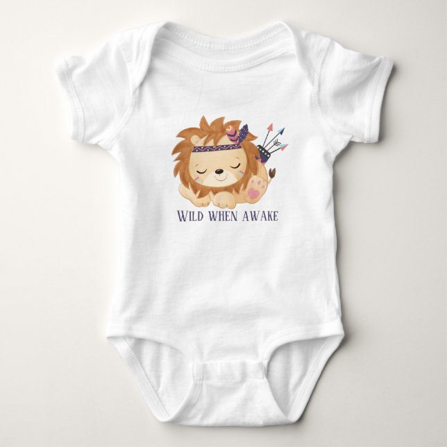 cute baby girl wild one lion bodysuit (Front)