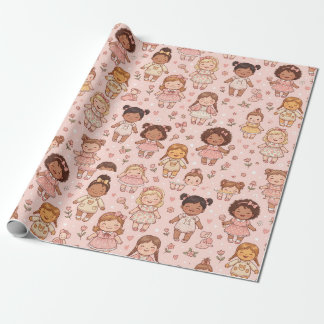 Cute Baby Girls Pattern Design Wrapping Paper