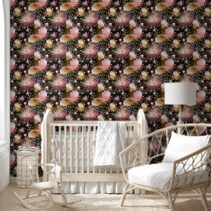 Cute baby girls stars pattern nursery wallpaper