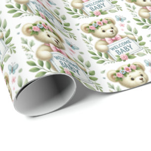 Cute baby girls welcome baby  wrapping paper
