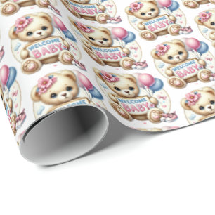 Cute baby girls welcome baby  wrapping paper