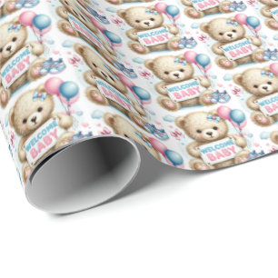 Cute baby girls welcome baby wrapping paper