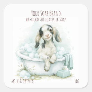 Cute Baby Goat in a Bathtub Handmade Soap Square Sticker