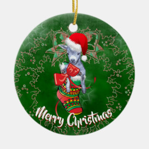 Cute Baby Goat in Stocking Christmas Ornament