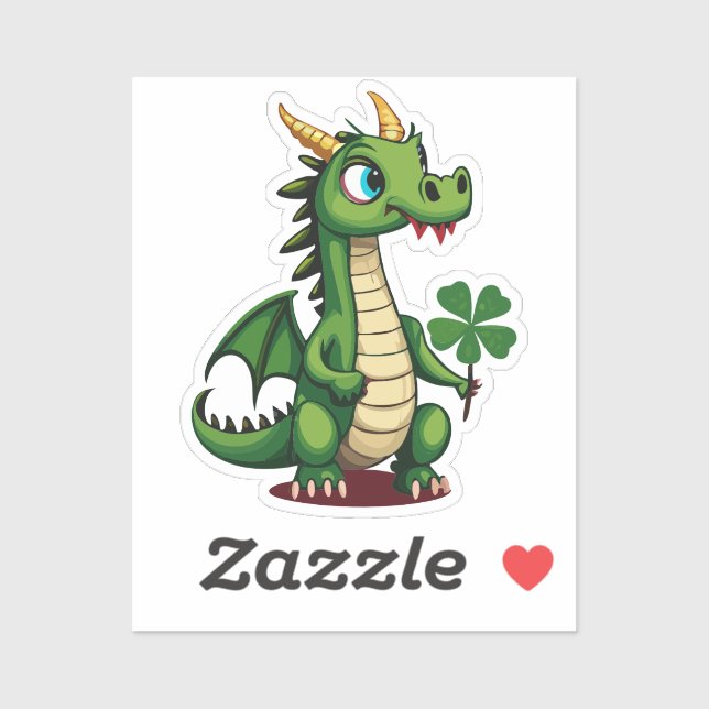 Cute Baby Good Luck Dragon With Four Leaf Clover (Sheet)