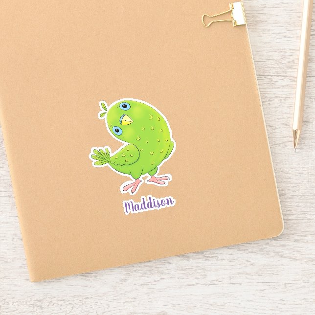 Cute baby green parakeet cartoon illustration (Notebook)