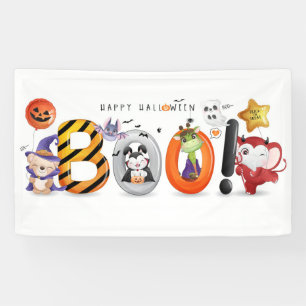 Cute Baby Halloween Characters Banner
