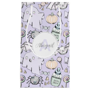 Cute Baby Halloween with Pumpkins, Bats and Ghosts Small Gift Bag