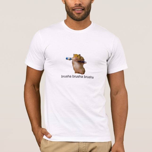 cute baby hamster brush your teeth - brusha brusha T-Shirt (Front)