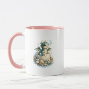 Cute Baby Hatching Dragon Pink Kids Two-Sided Mug