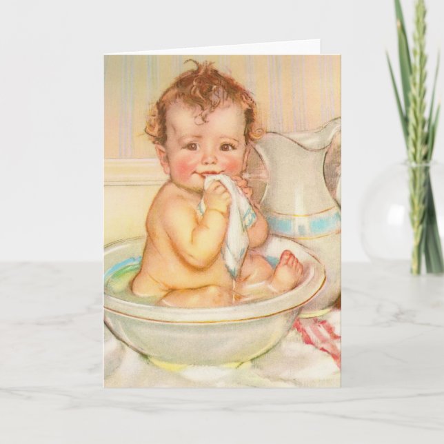 Cute Baby Having a Bath Card (Front)